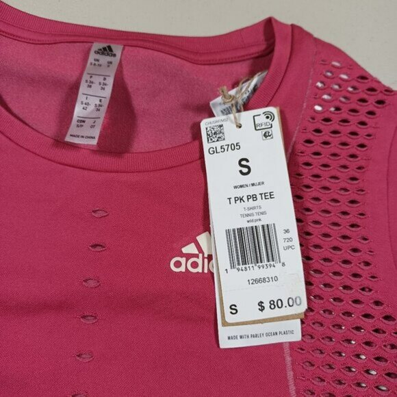 adidas womens pink PrimeKnit vented tennis top S NWT - Picture 2 of 5